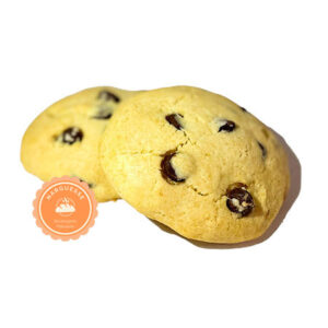 Close-up of a raisin cookie, showing the soft, chewy texture and juicy raisins